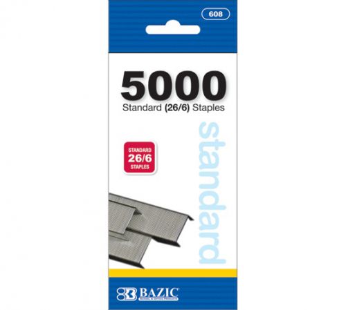 BAZIC 5000 Ct. Standard (26/6) Staples, Case of 72