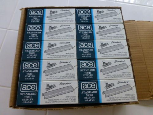STAPLES by ACE- STANDARD- 5000 PER BOX- 20 BOXES- 100,000 STAPLES-NEW IN BOX