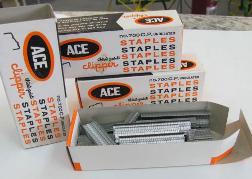 Vintage ace clipper staples 2 1/2 boxes no. 700 c.p. undulated use in plier 702 for sale