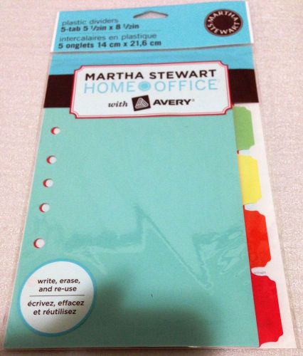 Martha Stewart Home Office w/ Avery 5 Tab Plastic Dividers 5.5&#034; x 8.5&#034; Brand New