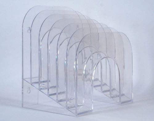 Clear Plastic Jumbo Incline Sorter - 6 Compartments - Wall Mountable