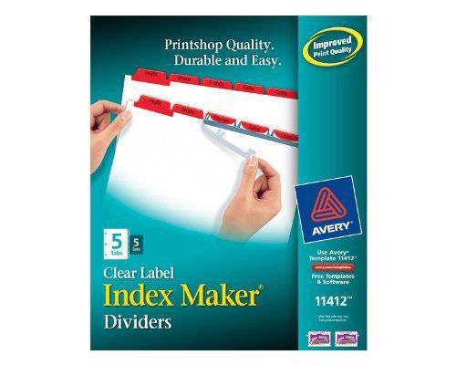 Avery Index Maker Punched Clear Label Tab Divider - Blank - 5 (ave11412)