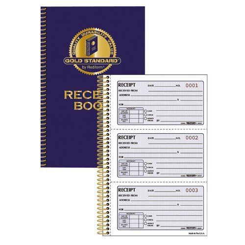 Rediform gold standard receipt book - 225 sheet[s] - wire bound - 2 part (8l829) for sale