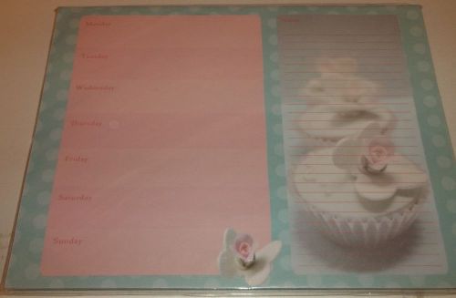 Weekly Magnetic Note List Pad 8&#034; x 6&#034; Cupcakes Planner