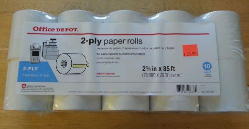 10 Office Depot 2-ply paper rolls (2 3/4 x 128 ft) for cash registers