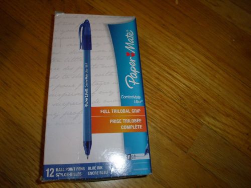 New 12PK  ComfortMate Stick Ball Pen, Blue Barrel, Blue Ink, Fine Point, 0.70 mm