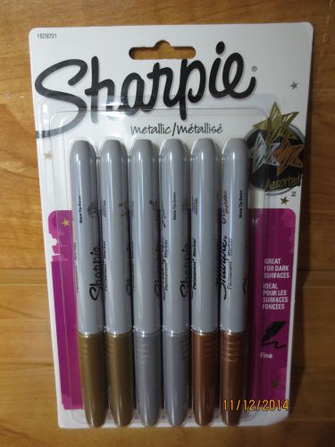 Sharpie Metallic Permanent Marker Assorted Colors Fine 6ct ~NEW~ Ship Fast