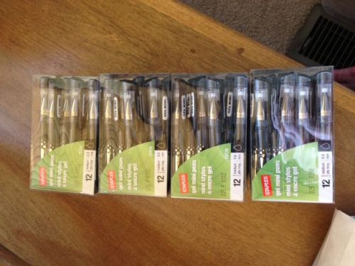 Staples gel mini pens medium  (4)  12 Pack Model 13178 Black Ink NIB MEDIUM .08
