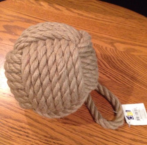 Natural rope monkeys fist nautical decor large 6.5&#034; sailor&#039;s knot door stop stop for sale