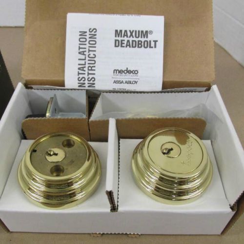 Medeco maxum deadbolt, bright brass 11-r63l, less bolt, residential uncombinated for sale