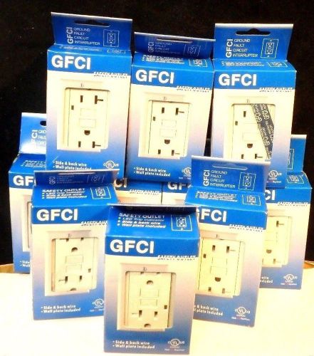 (10 pc lot) new 20a gfci outlet receptacle 20 amp white w led light &amp;wall plate for sale