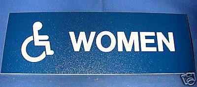 Restroom Sign, Hager 352W Blue, ADA &#034;WOMAN&#034;