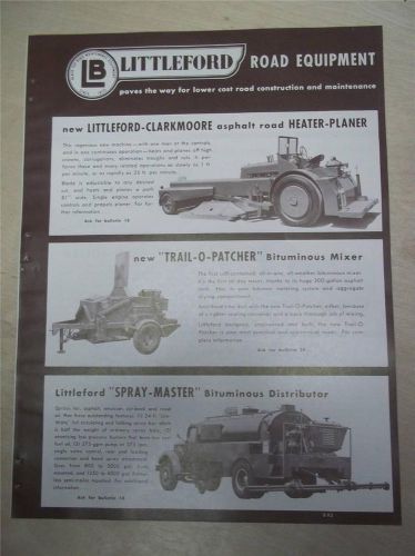 Vtg Littleford Bros Road Equipment Catalog Insert~Heater-Planer/Patcher/Roller