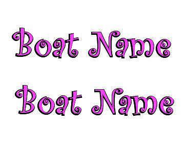 6&#034; Boat Lettering Custom Boat Name 2 Color Set(2) Curlz