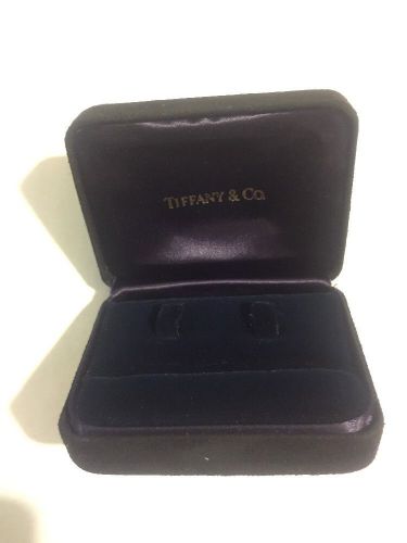 Tiffany &amp; Co. Black / Blue Velvet SUEDE Cuff Link Presentation Box New Old Stock