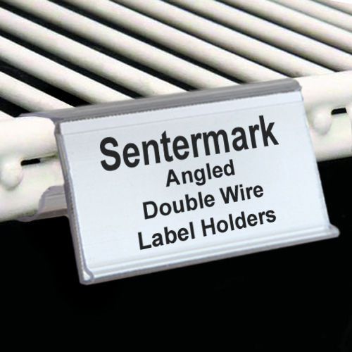 Double wire shelving label holders 3&#034; for freezer or wire shelving - pack of 25 for sale