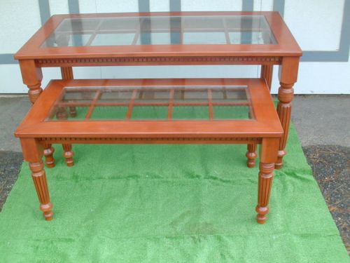 Custom Wood Nesting Tables. Heavy Glass Tops. Local Pickup Only. A GR8 Deal!