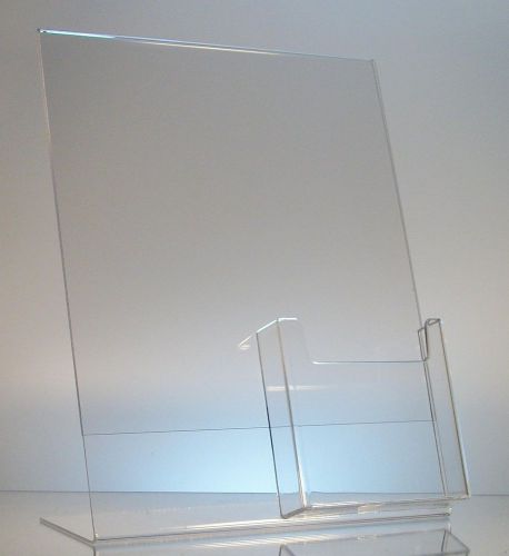 10 Clear acrylic 8.5x11 sign holder display with tri fold brochure holder
