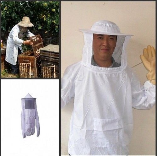 New Large Size Beekeeping Jacket and Veil Smock Bee Suit Bee Dress Equippment