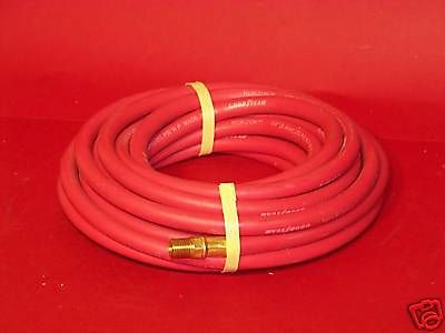 25 FT 1/4&#034; ID GOODYEAR RED RUBBER  AIR HOSE 1/4&#034; NPT USA