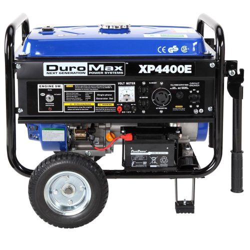 DuroMax XP4400E 4-Cycle Gas Powered Portable Generator w Transfer Box &amp; Mount