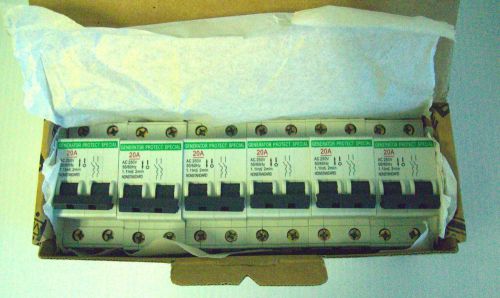 Box of 6 Circuit Breakers 20A 250V AC 50Hz / 60Hz Shanghai EBEC DZ216-63 20 Amp