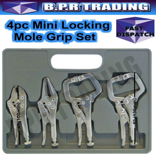 4pc mini adjustable locking mole vice grip pliers &amp; c clamp welding  car etc for sale