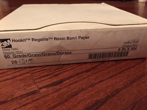 3m regalite resin bond sand paper 763u discs 60 grade 8&#034; box of 25 new for sale
