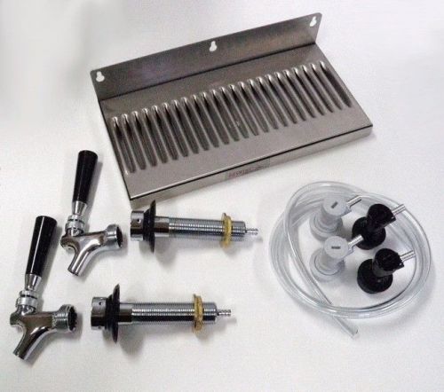 2 faucet homebrew draft kegerator kit  4 1/2&#034; shank drip tray ball lock fittings for sale