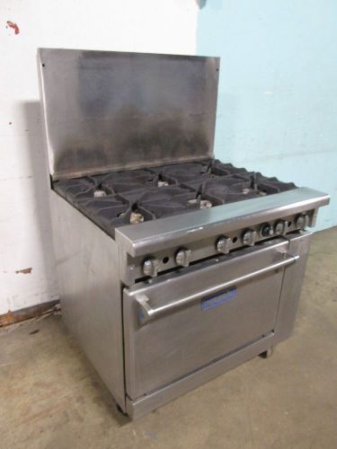 &#034; IMPERIAL &#034; COMMERCIAL H.D. NATURAL GAS 6 BURNERS STOVE RANGE on CASTERS w/OVEN
