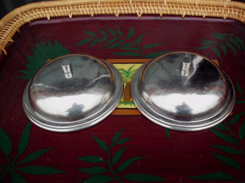PAIR COMMERCIAL STAINLESS STEEL STOCK PAN LIDS 5 3/4&#034; INNER RING OUTER RING 6&#034;