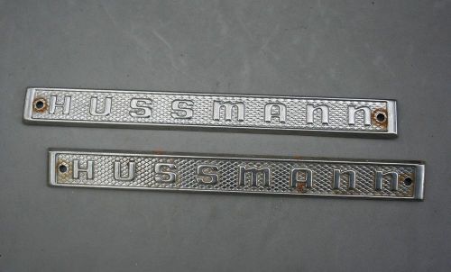 Hussman appliance emblem 7 7/8&#034; x 7/8&#034; metal hardware vintage industrial lot 2 for sale