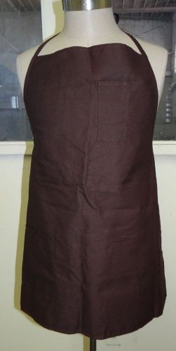 Brown Bib Apron with Fixed Neck