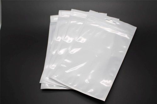 100pcs (7&#034;x 4.25&#034;) white transparent ziplock plastic bags w/ hang hole tab tag for sale