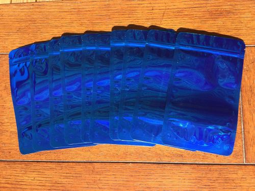 10) STASH Smell Proof Blue Mylar Foil Zip Lock Bags 7 7/8 &#034; x 4 5/8 &#034;   USA  SMELL PROOF
