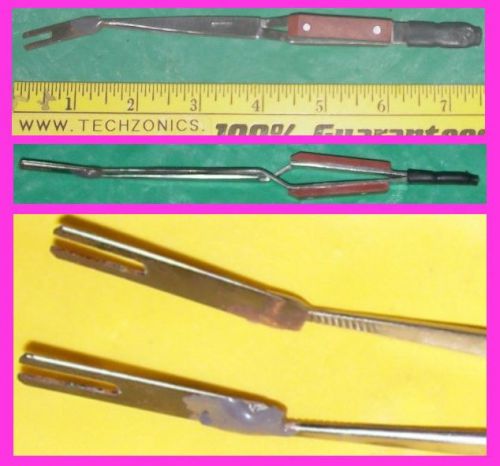 7-1/4&#034; modified tweezers hand clamp, angled squeeze-to-open workholding tool for sale