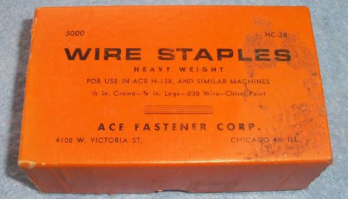 Vintage box of Staples Frozen Wire 1/2&#034; - crown- 3/8  USE IN ACE H-138