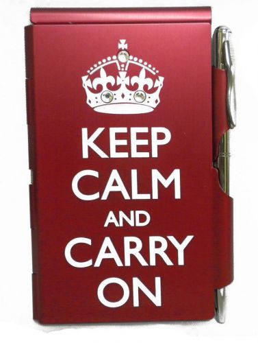 FLIP NOTES keep CALM and CARRY on BLING memo NOTEPAD with PEN purse OFFICE