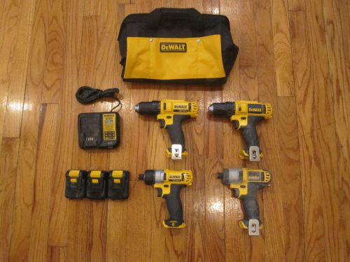 Dewalt 12v lithium ion 3 drills 1 impact 3 batteries and charger for sale