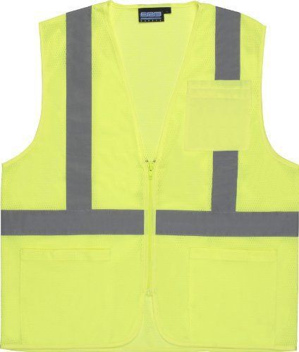 Erb 61648 s363p class 2 economy mesh safety vest with pockets  lime  large for sale