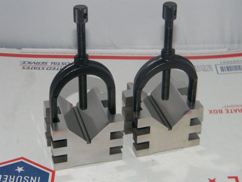 BROWN &amp; SHARPE MATCHED PAIR V-BLOCK HARDENED 750B,# 133, 2 Clamps