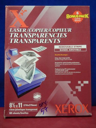 Xerox Laser Copier Transparencies Removable Stripe 8.5 X 11 Clear 57 Sheets