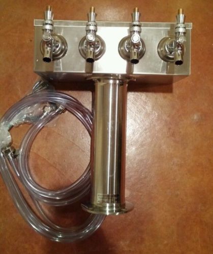 Draft beer tower 4 faucet stainless t tower american beverage equipment abe for sale