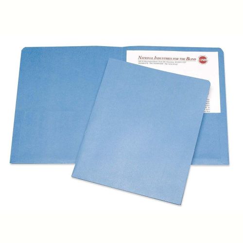 Skilcraft Double Pocket Portfolio, .38 in. Exp., Letter, 25-BX,Light Blue 7510