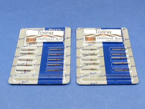 Dental Lab Diamond Burs Conical Trunk Fine TF-21F FG Kit /2 Pack 20 Pcs TORINO