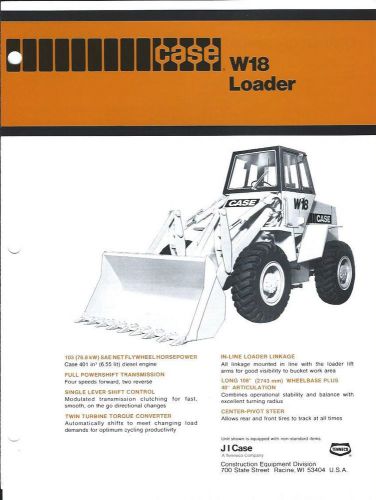 Equipment Brochure - Case - W18 - Wheel Loader - c1979 (E2146)