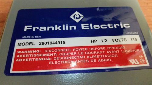 New Franklin Electric 2801044915 Control Box, 1/2HP, 115V, 1-Phase