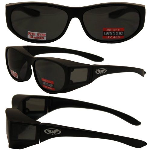 Safety Fit Over Glasses with Black Frame and Smoke Lenses Global Vision ESCORTSM