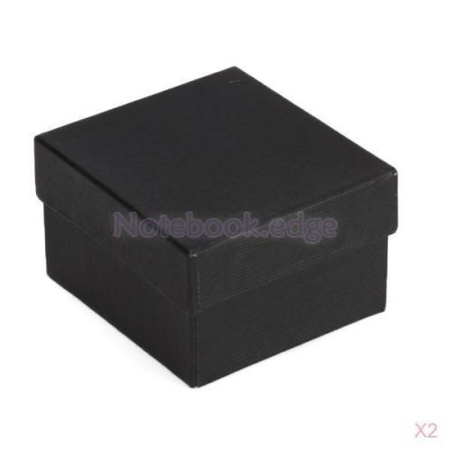 2x Black Cardboard Present Gift Box Jewelry Watch Storage Case with Pillow