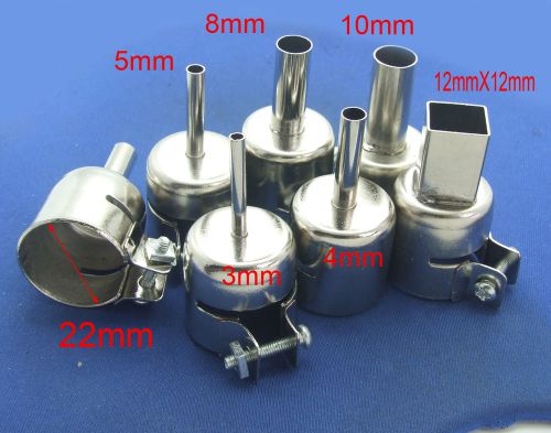 6pcs nozzle ?3/4/5/8/10mm 12mm x 12mm for soldering station 852 850 hot air gun for sale